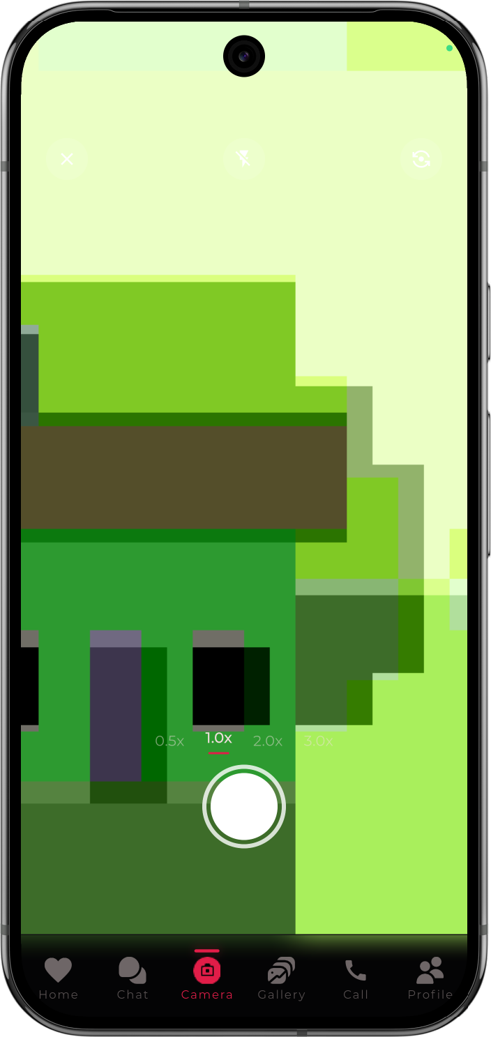 Camera with live filters and zoom controls